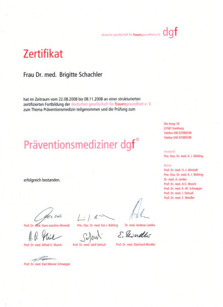 Zertifikat DGF